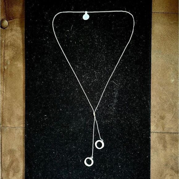 Silver tone fine chain adjustable lariat - Picture 1 of 3